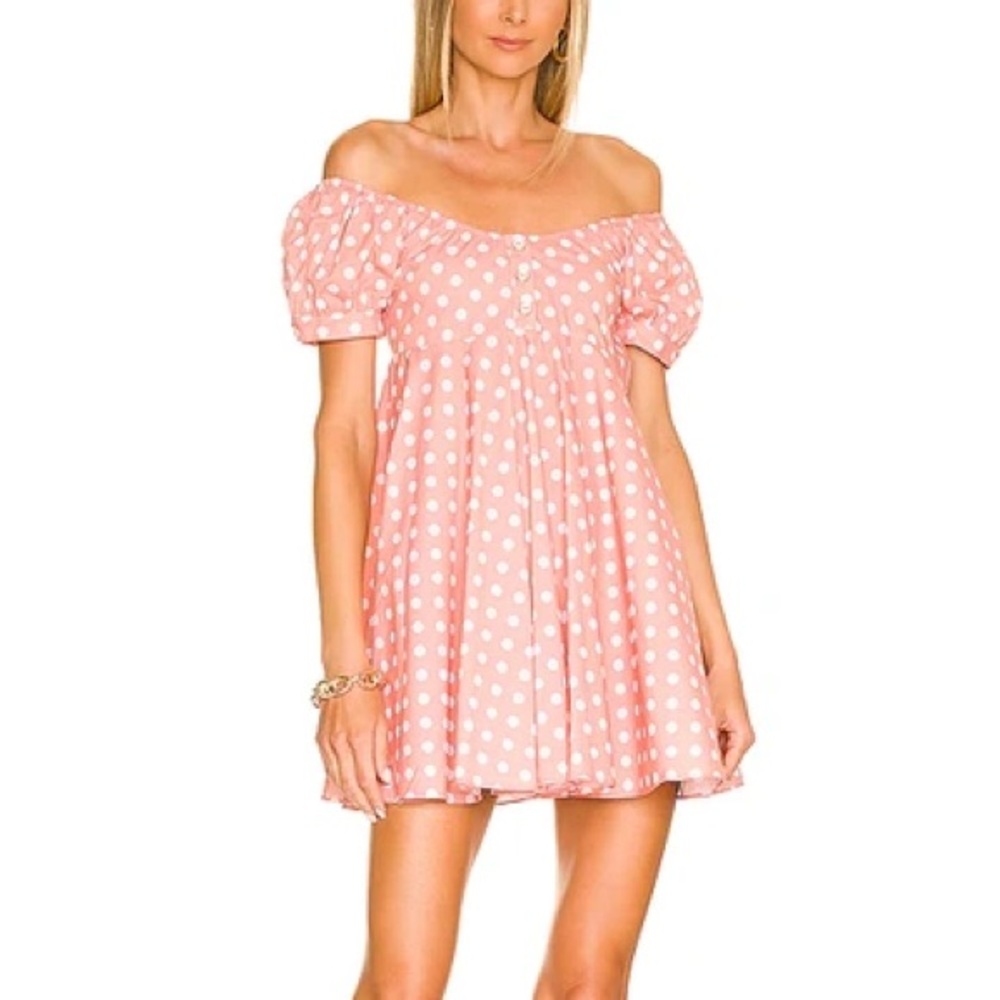 Stylish Pink Dress with White Dots